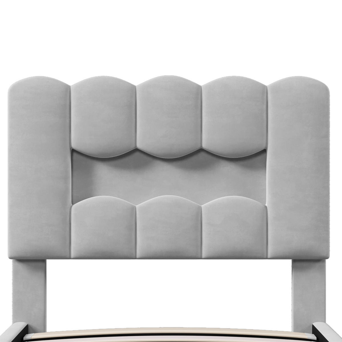 POLSTERBETT aus Samt und MDF 90x200 cm Grau mit LED-Beleuchtung, Bettkasten und verstellbarem Kopfteil - Grau, Textil (90/200cm) - IVMEU