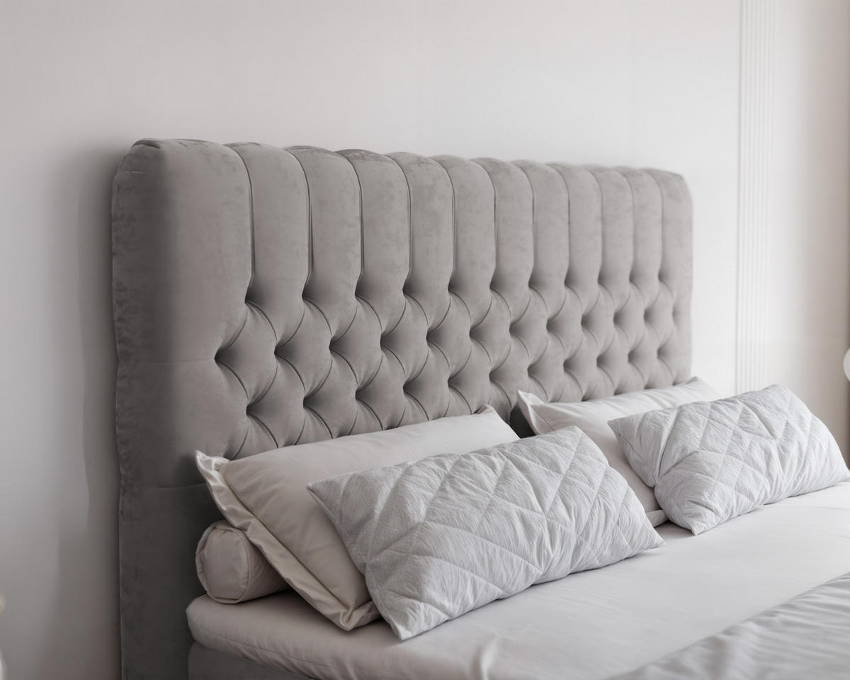 BOXBETT 200x200 cm mit Topper - Grau, Holzwerkstoff/Textil (200/200cm) - Idohome