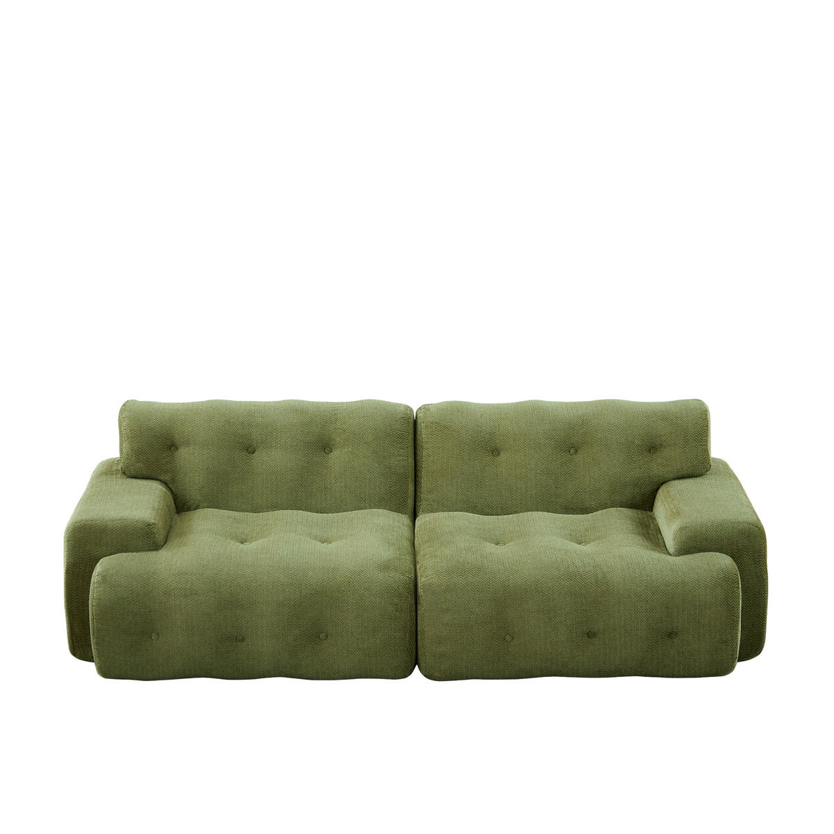 2-SITZER-SOFA DE-35264 mit Knopfverzierung Grün - Grün, Textil (104/66/224cm) - ComfortXL