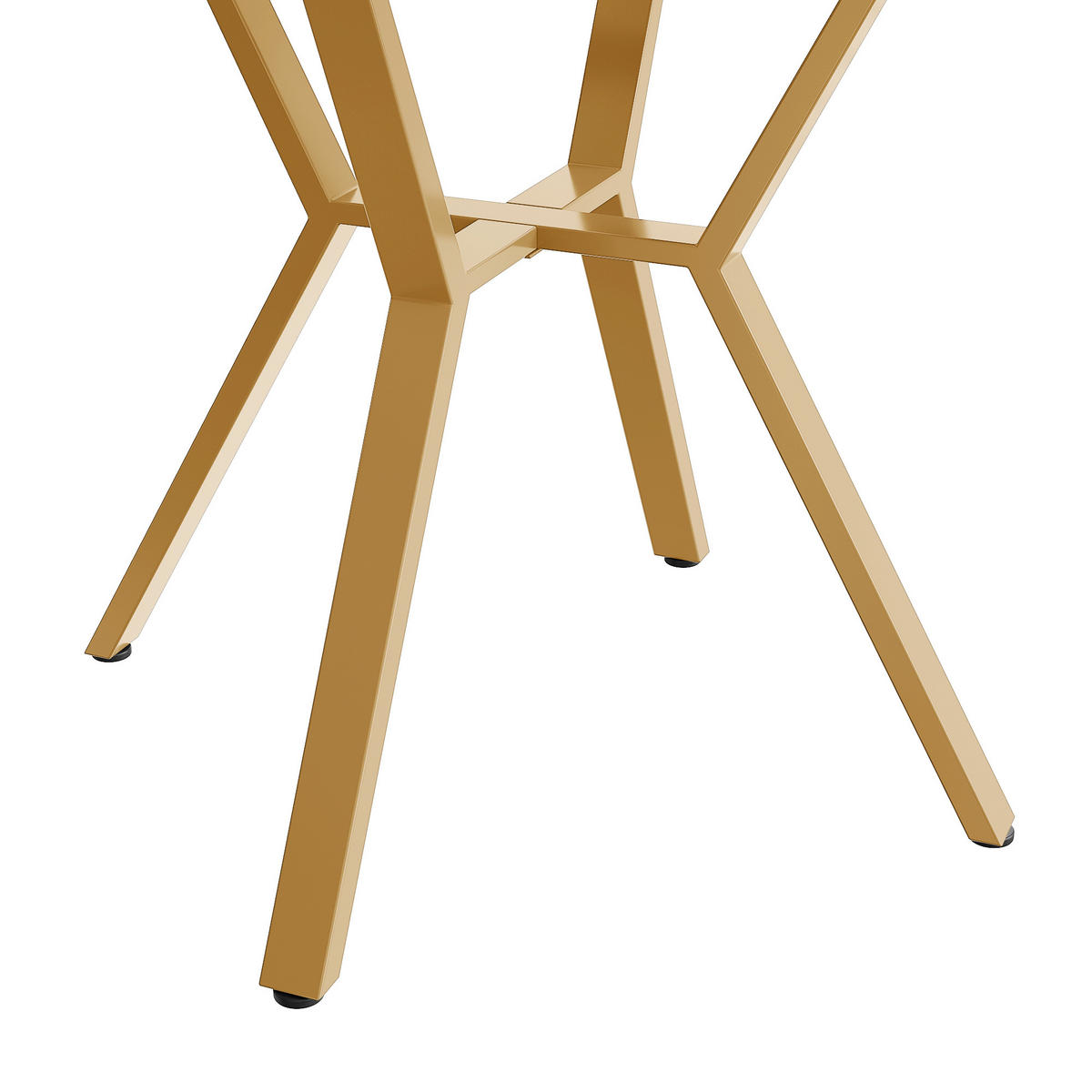ESSTISCH rund 100x75 cm mit Marmoroptik, goldfarbenem X-Gestellaus MDF+Stahl, weiß-gold - Weiß, Holzwerkstoff (100/100/75cm) - Luhomfu
