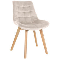 STUHL Samt creme - Eukalyptusholzfarben/Creme, Holz/Textil (54/84/63cm) - CLP