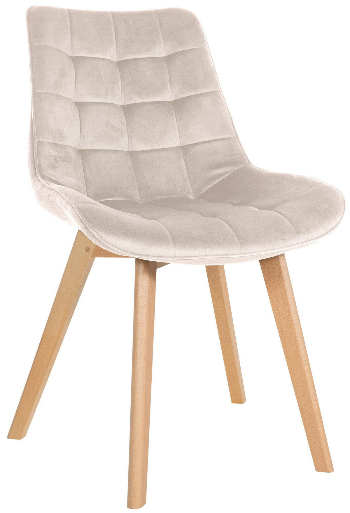 STUHL Samt creme - Eukalyptusholzfarben/Creme, Holz/Textil (54/84/63cm) - CLP