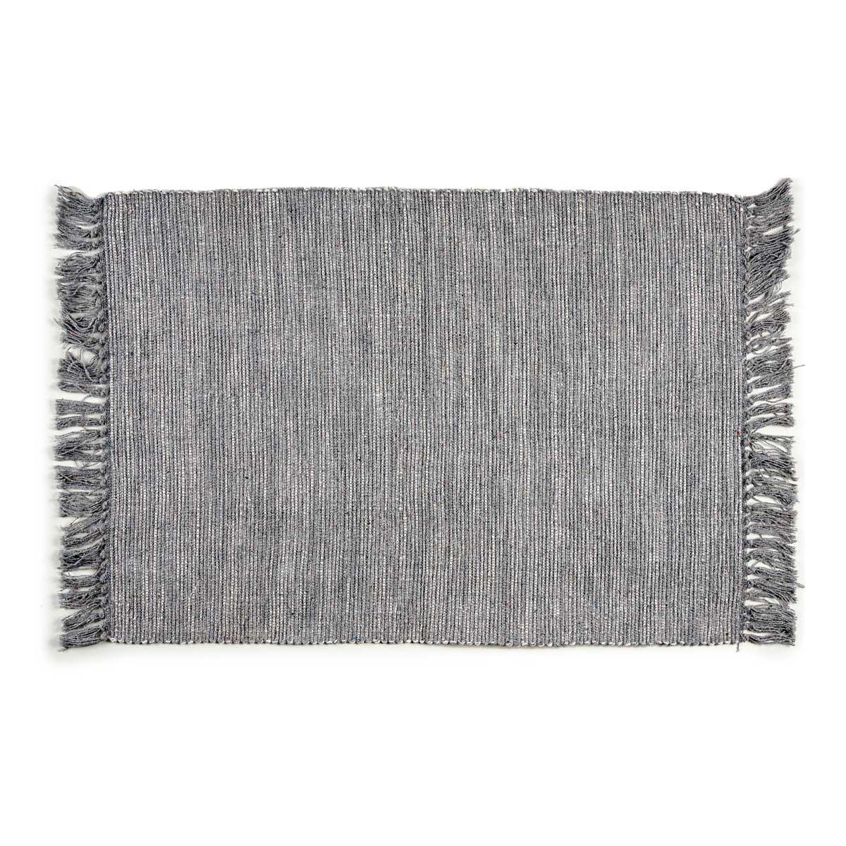 FRANSENTEPPICH 100% Baumwolle 180/120 cm - Grau, Naturmaterialen (120/180cm) - Giftdecor