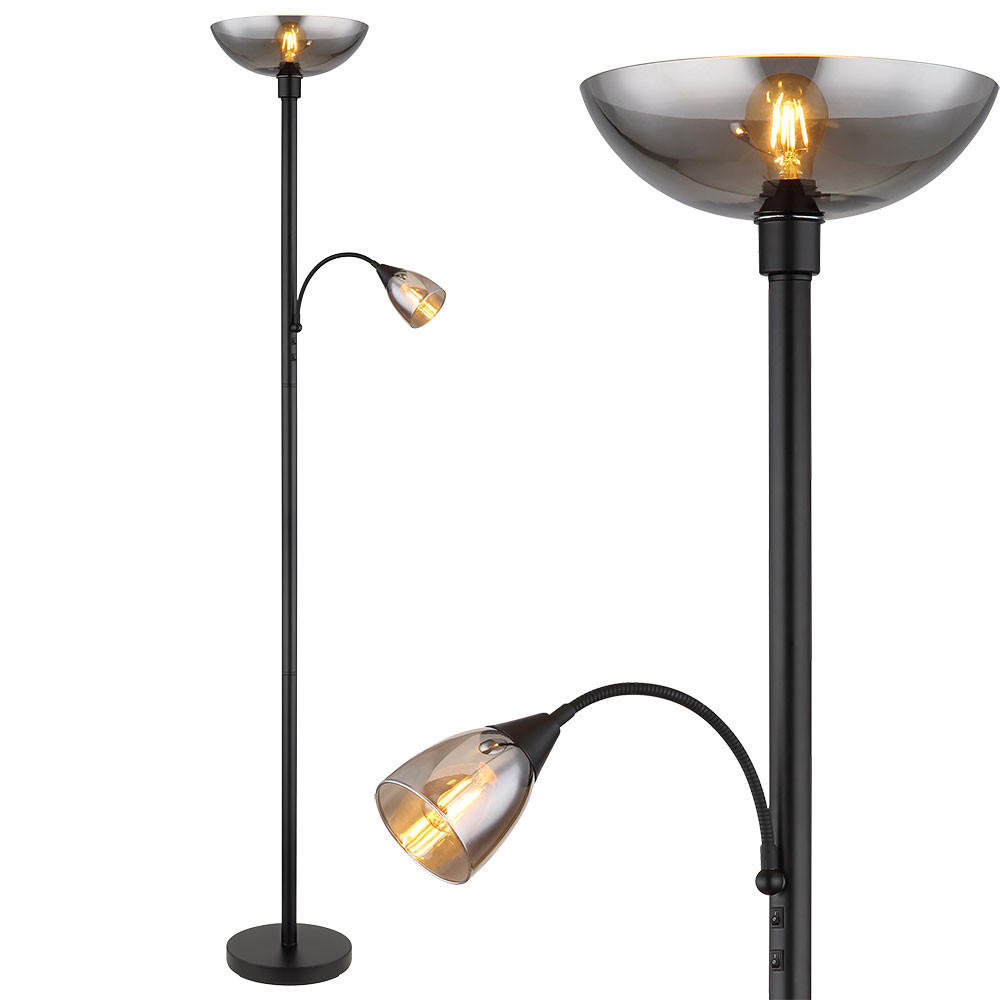 LED STEHLEUCHTE Blade Schwarz Metall Glas - Schwarz, Glas (30/30/178cm) - Globo Lighting