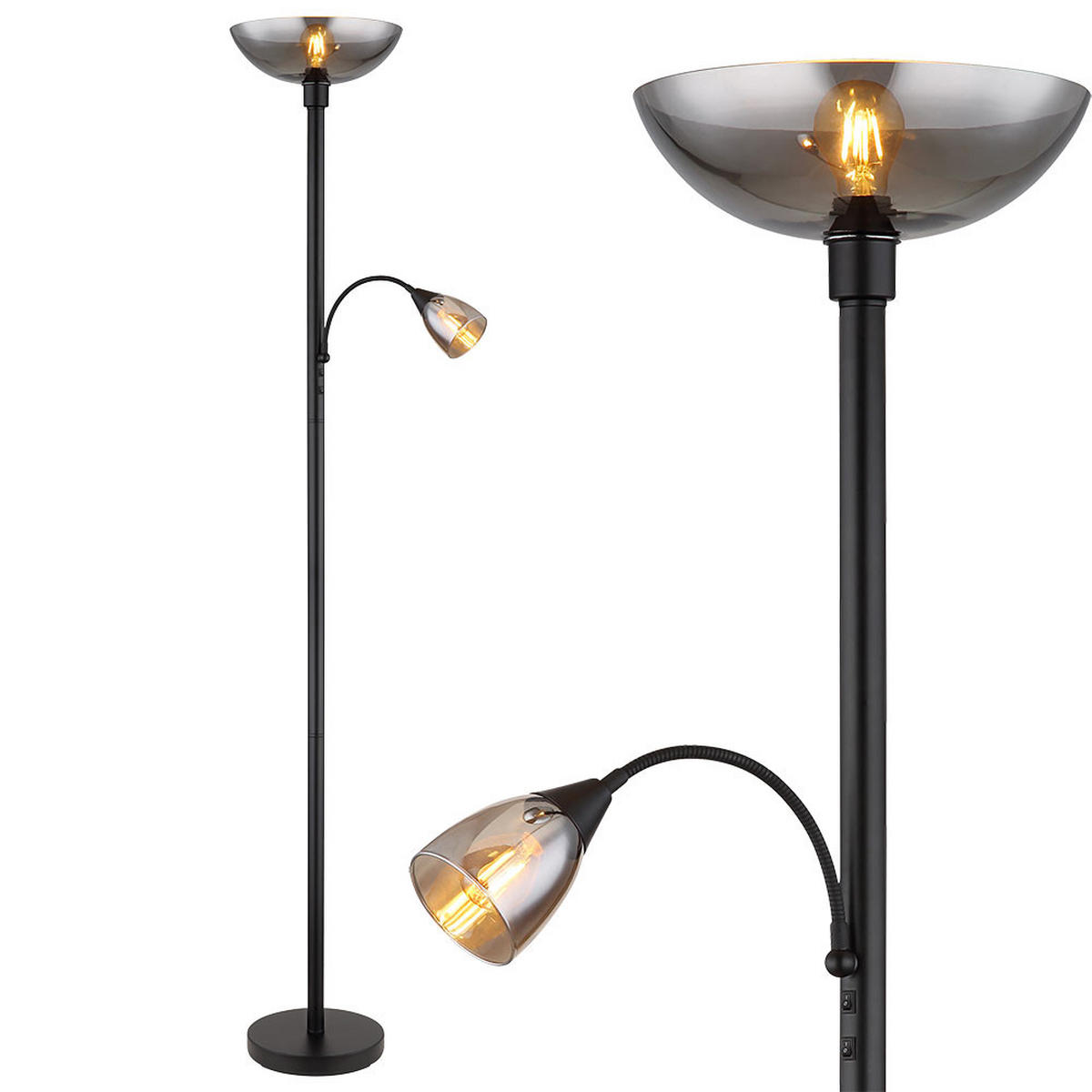 LED STEHLEUCHTE Blade Schwarz Metall Glas - Schwarz, Glas (30/30/178cm) - Globo Lighting