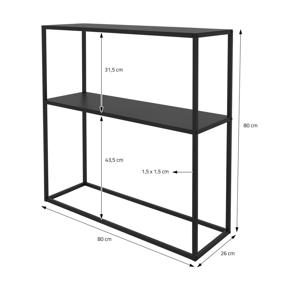 BLUMENREGAL rechteckig Schwarz 80/26/80 cm - Schwarz, Metall (80/26/80cm) - ML-DESIGN