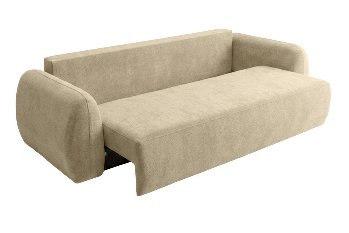 SOFA Mit Schlaffunktion Und Bettkasten, Stoff Doha, Beige, HELA - Beige, Holz (250/89/100cm) - Kaiser Möbel