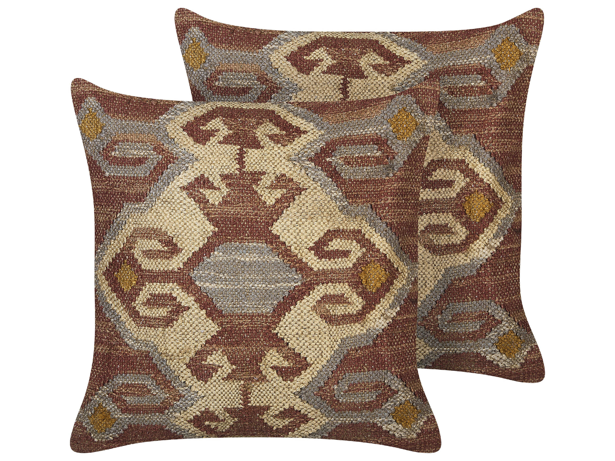 DEKOKISSEN 2er-Set Bunt 45/45 cm Urpad - Multicolor, Naturmaterialien (45/45cm) - Beliani