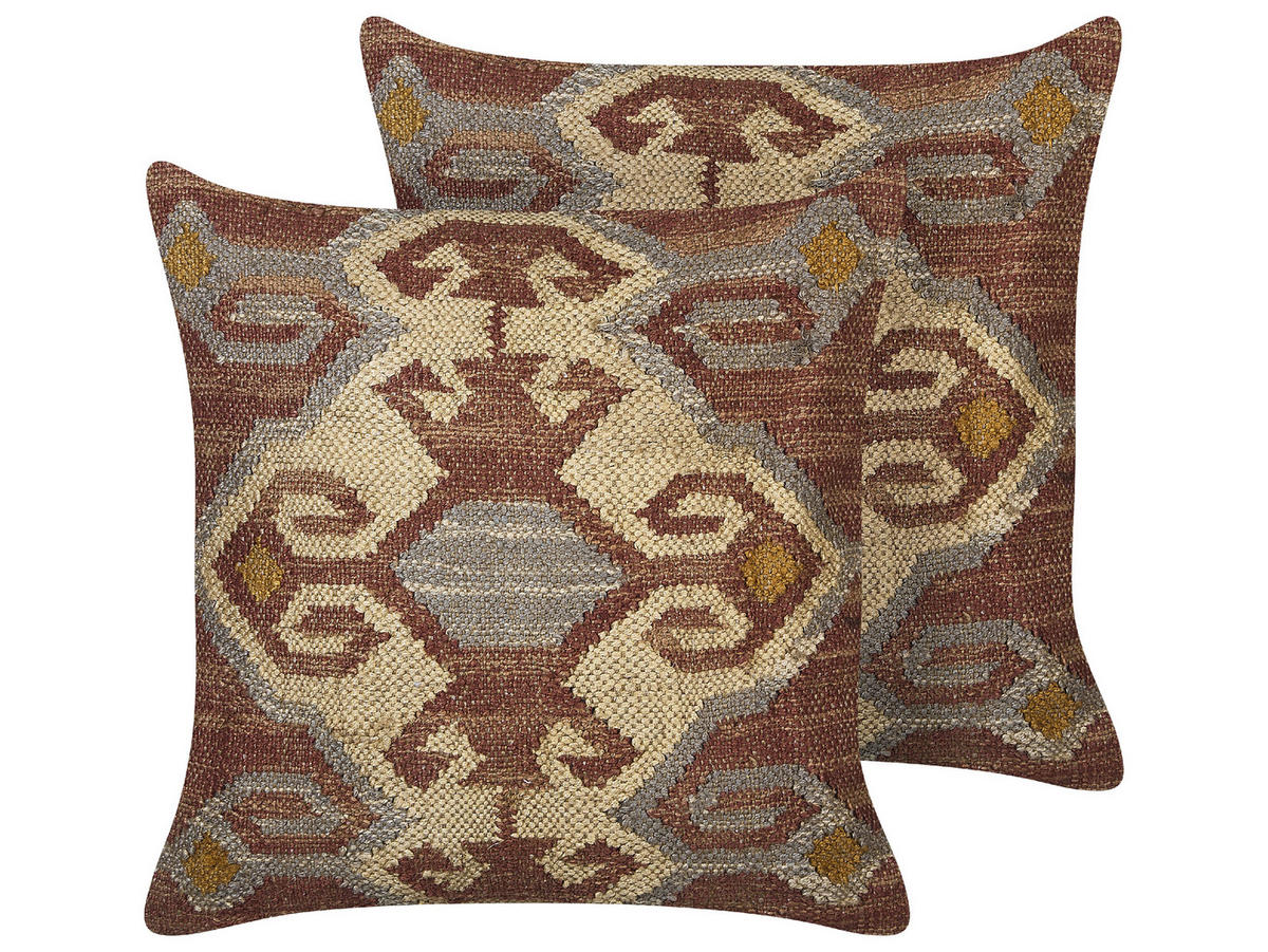 DEKOKISSEN 2er-Set Bunt 45/45 cm Urpad - Multicolor, Naturmaterialen (45/45cm) - Beliani