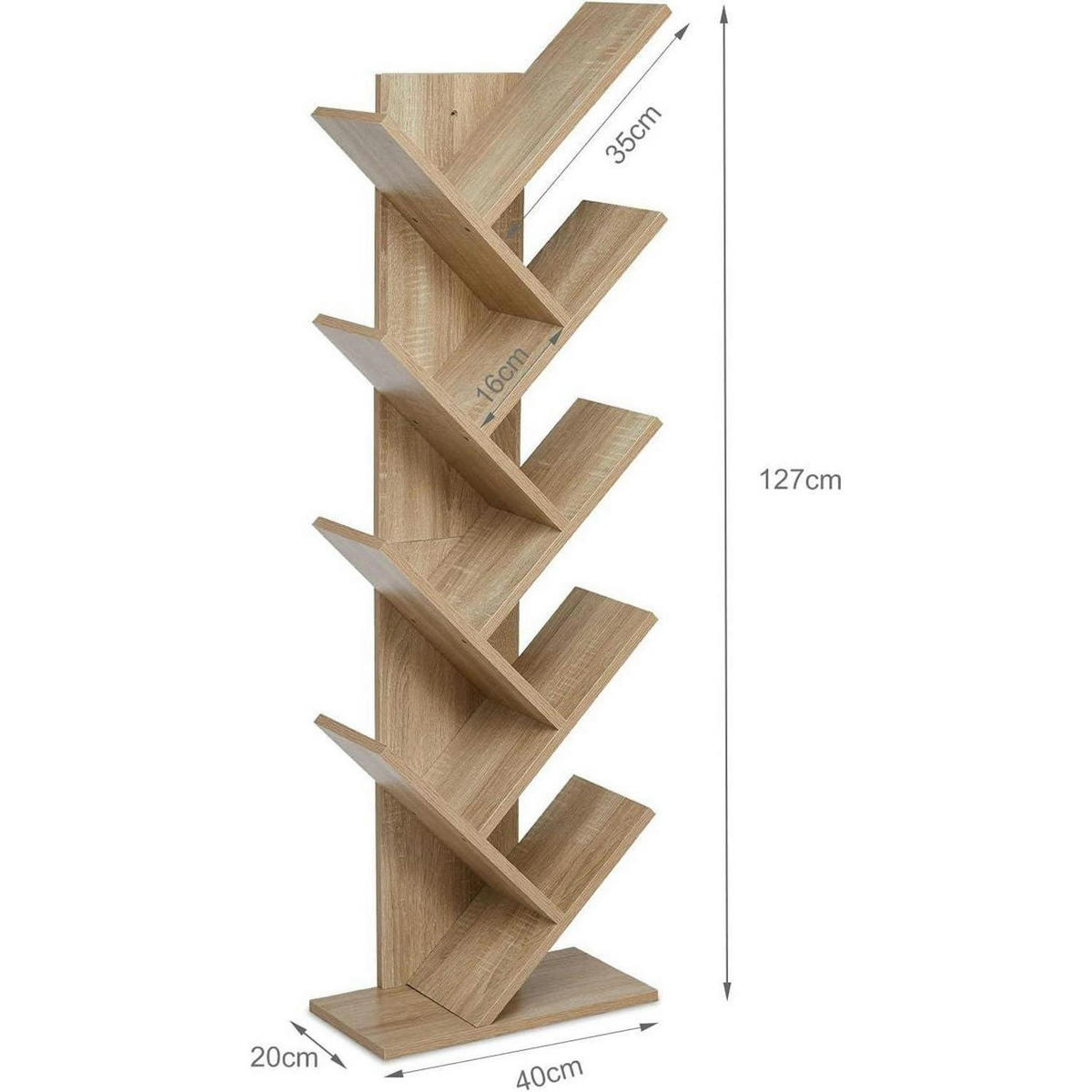 BÜCHERREGAL Baumform Eiche 40 x 20 x 127 cm - Braun, Holzwerkstoff (40/127/20cm)