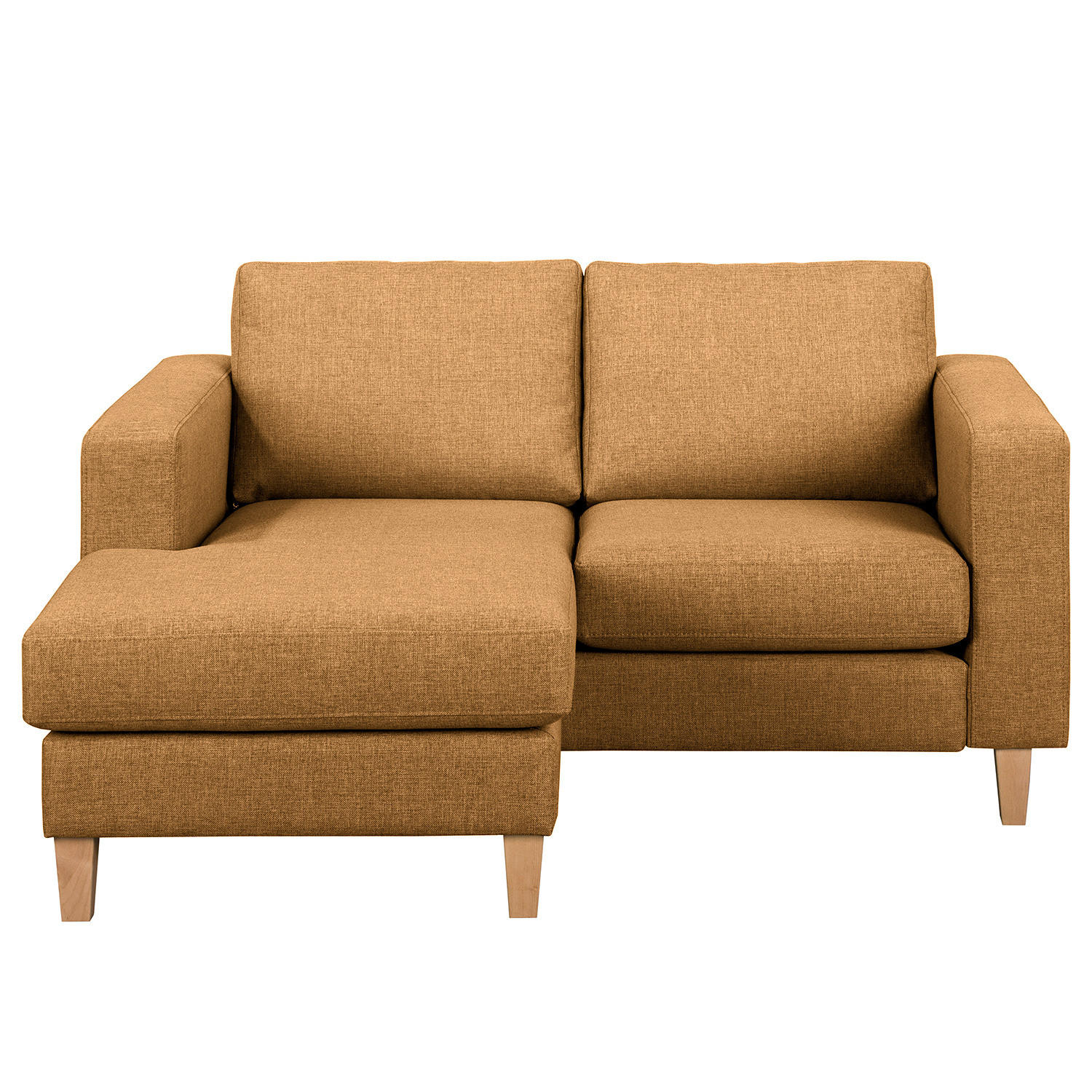 1-SITZER ECKSOFA mit Longchair - Gelb/Buchefarben, Buchenholz/Textil (154/140cm) - home24