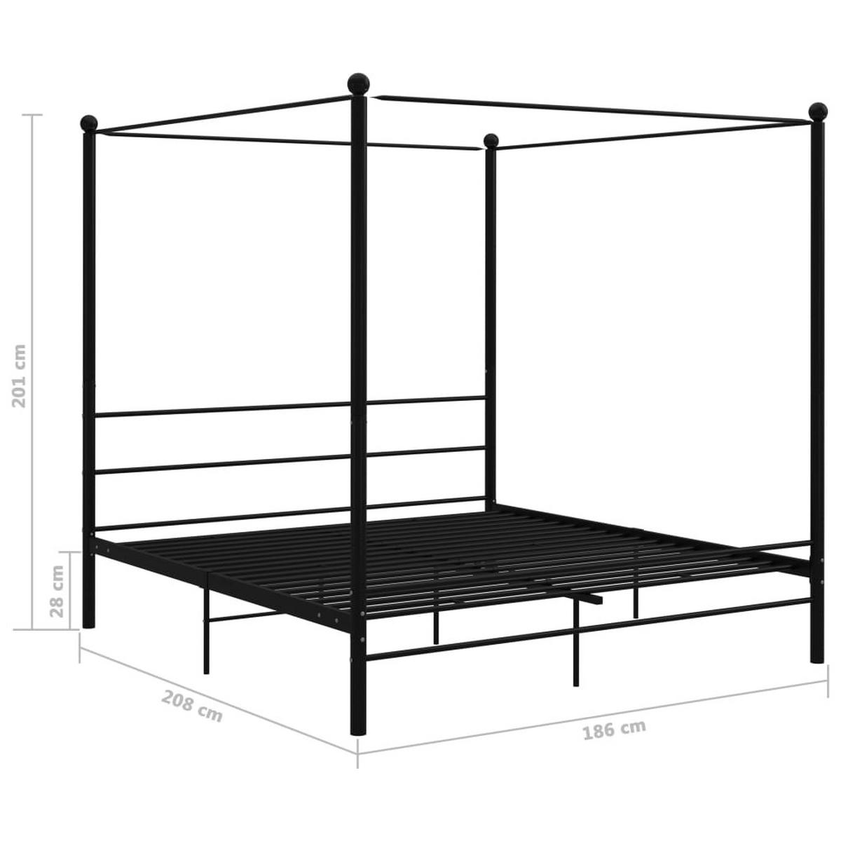 HIMMELBETT Schwarz Metall 180/200 Cm - Schwarz, Holz (180/200cm) - vidaXL