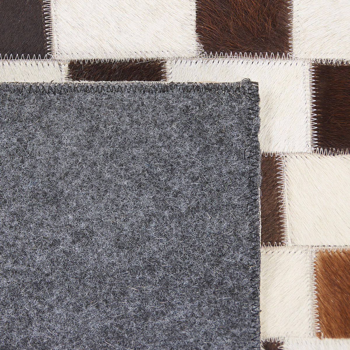 PATCHWORK-TEPPICH Kayabey 230/160 cm - Braun, Fell (160/230cm) - Beliani