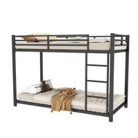ETAGENBETT 90/200 cm aus Metall in Schwarz – platzsparend und stabil - Schwarz, Metall (90/200cm) - BEAOK