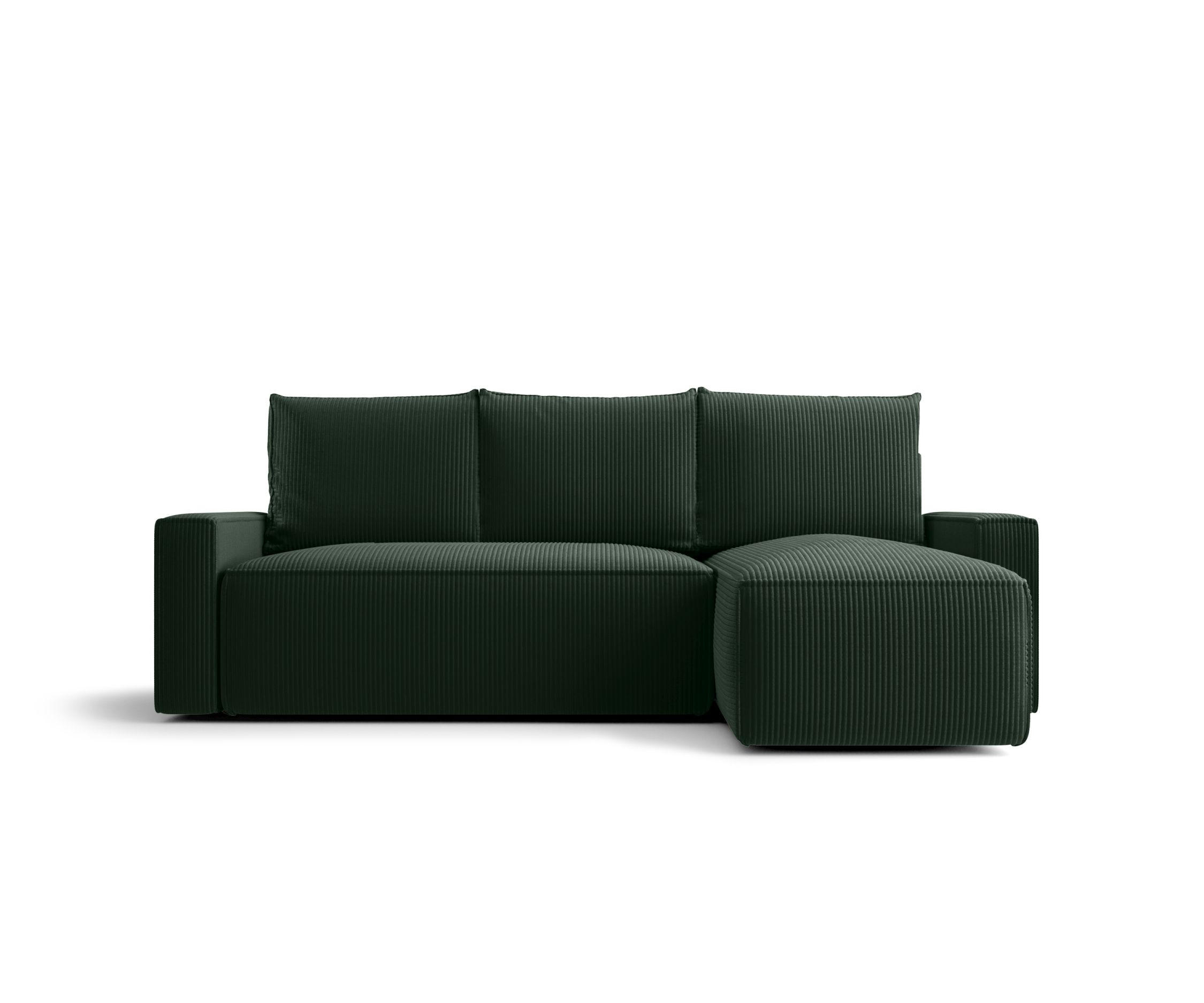 ECKSOFA mit Schlaffunktion SAVIO Poso 14 Rechts - Dunkelgrün, Textil (232/140cm) - Bedante