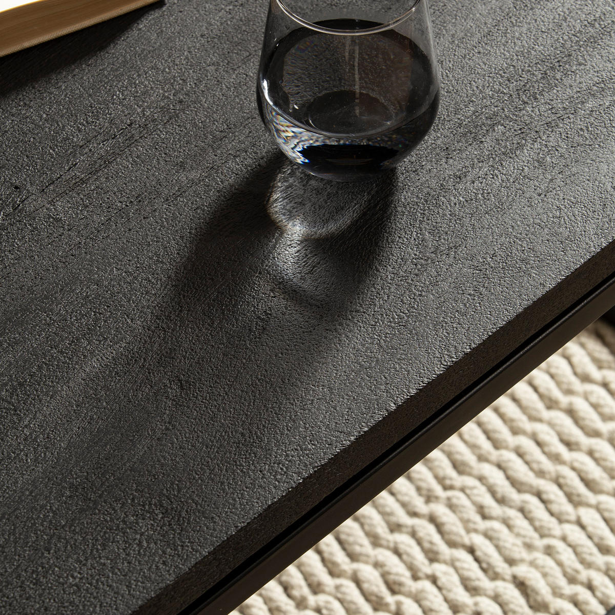 COUCHTISCH aus Mango Massivholz und Metall, Quadratisch, Natürliche Holzmaserung, Schwarz 120 x 60 x 40 cm - Schwarz, Holz/Metall (60/120/40cm) - KADIMA DESIGN