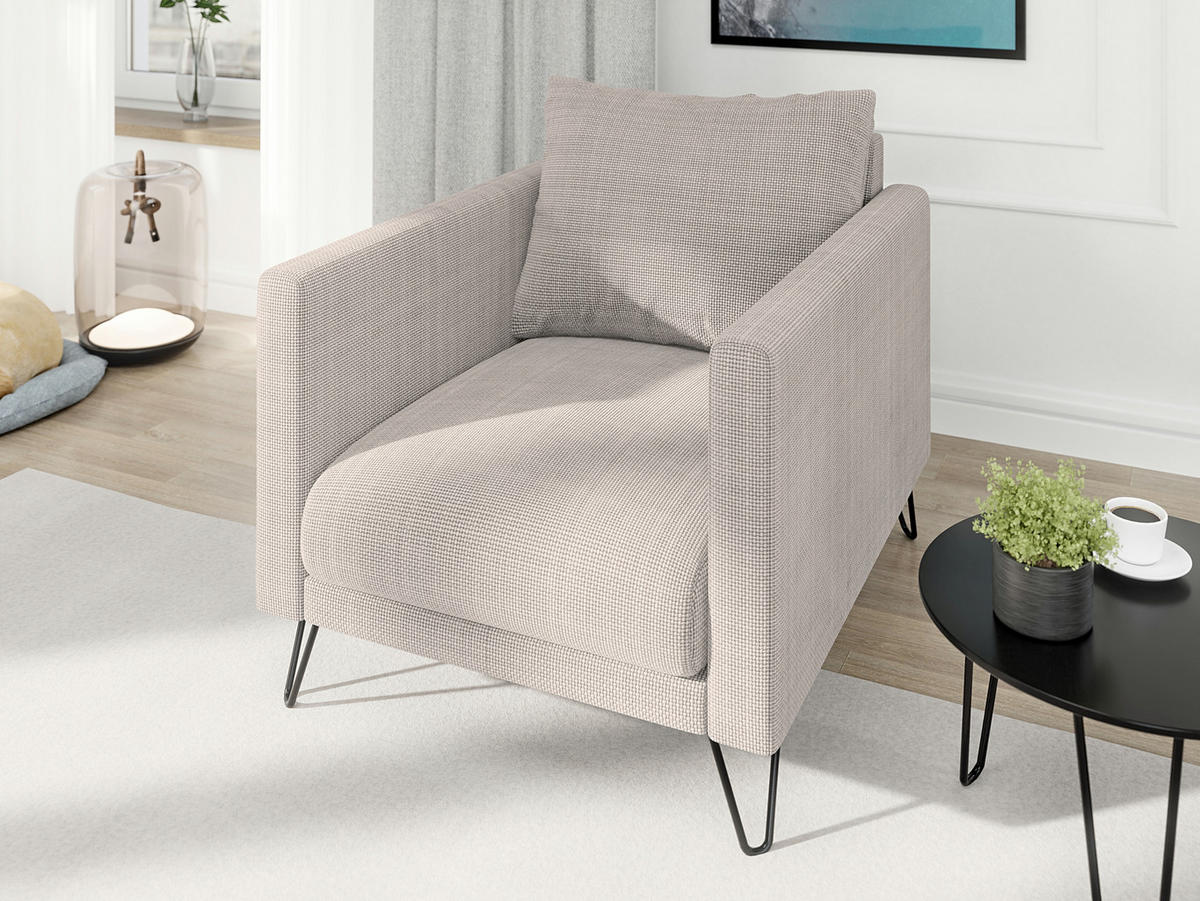 SITZGARNITUR 3+2+1 Harmony Taupe Chenille - Taupe/Schwarz, Holz/Textil (200/85/100cm) - S-Style Möbel