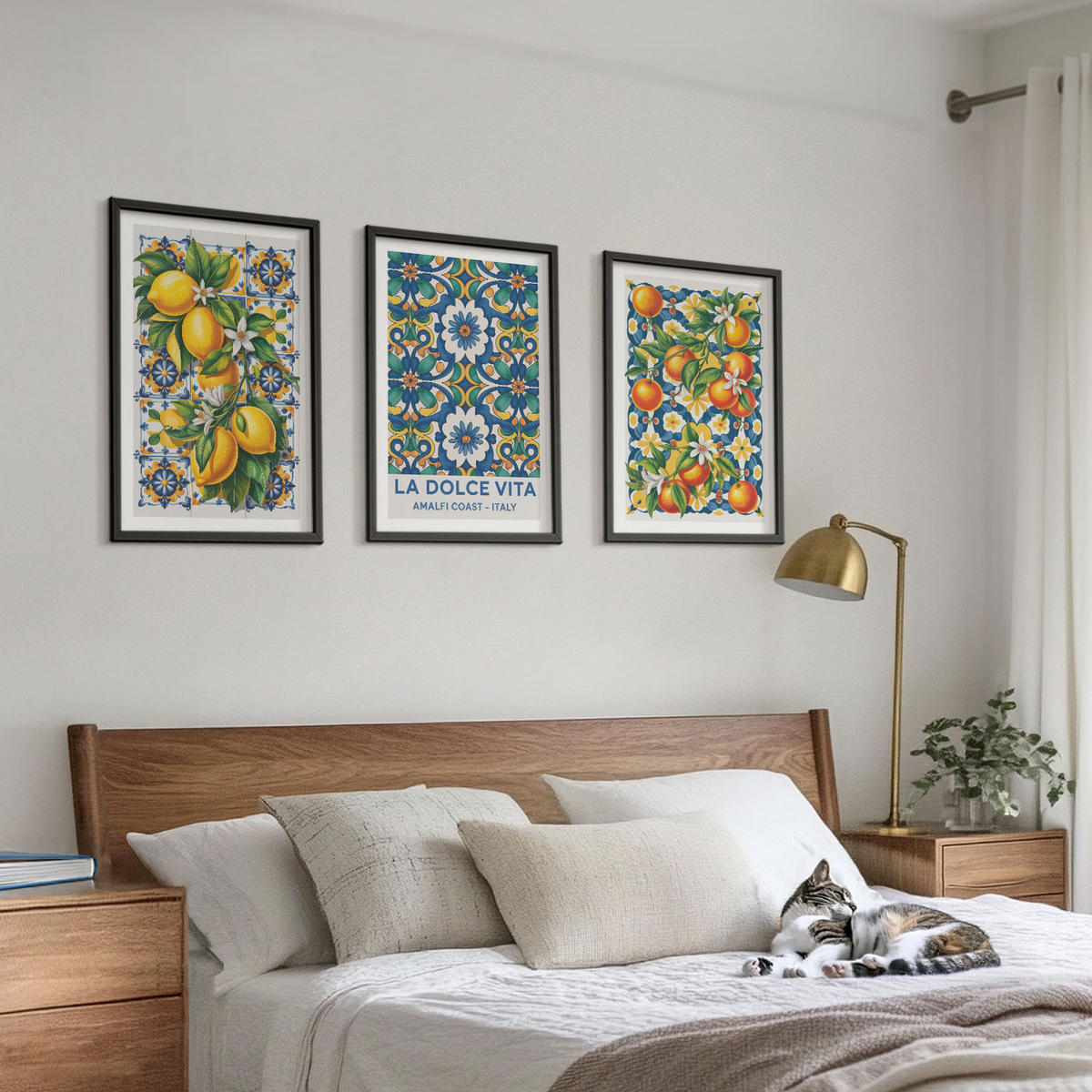 WANDBILDER 3er-Set - 40x60 cm Schwarzer Rahmen - Zitrusfarbene abstrakte - Schwarz, Kunststoff (40/60cm) - ArtPrintCave