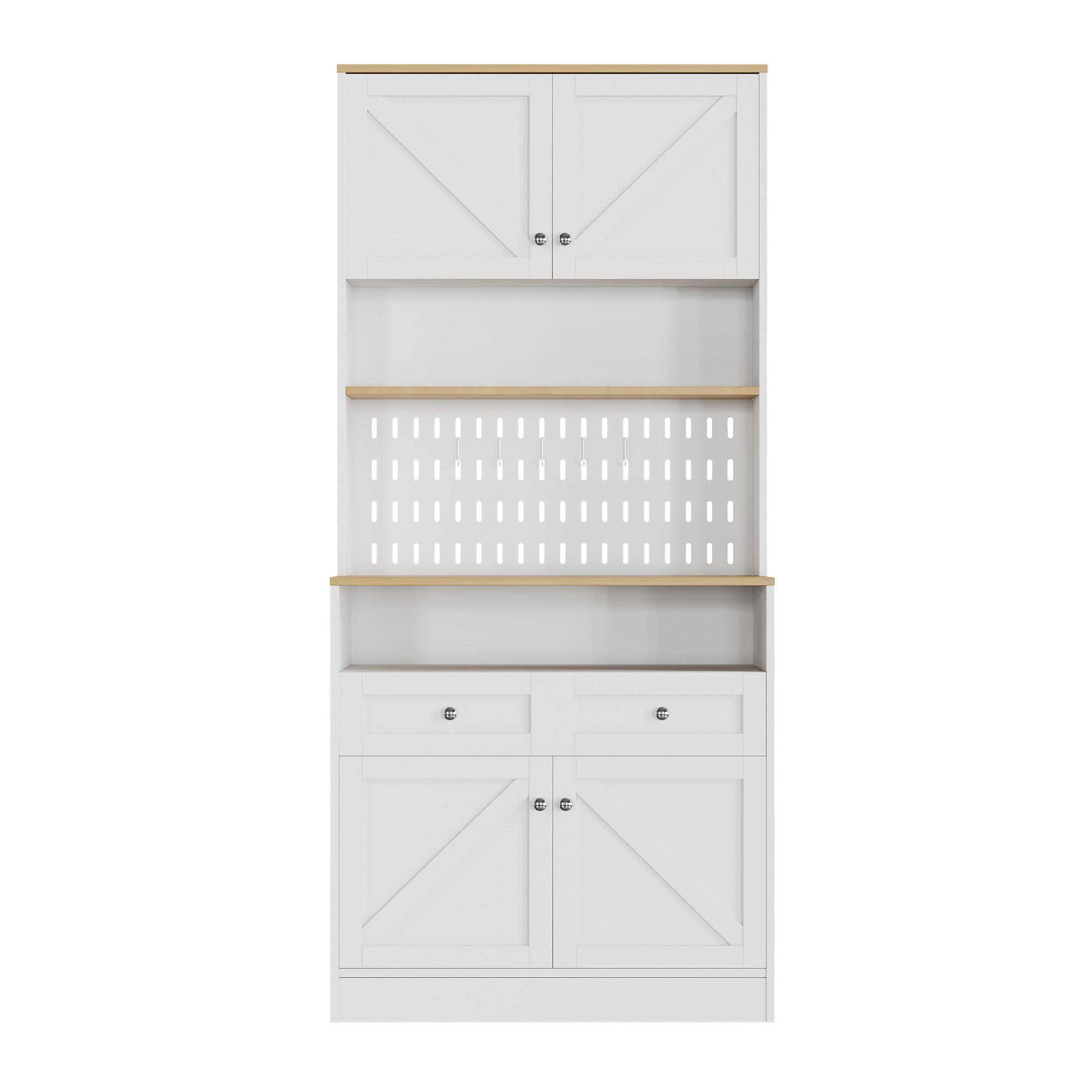 SIDEBOARD Weiß Natur 80/40/175 cm - Weiß, Holzwerkstoff (80/175/40cm) - PANGIVO