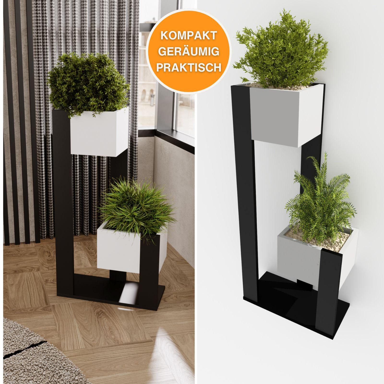 BLUMENSTÄNDER Duo 2 - Weiß, Holzwerkstoff (23/98/49cm) - RAUMHIRSCH FURNITURE