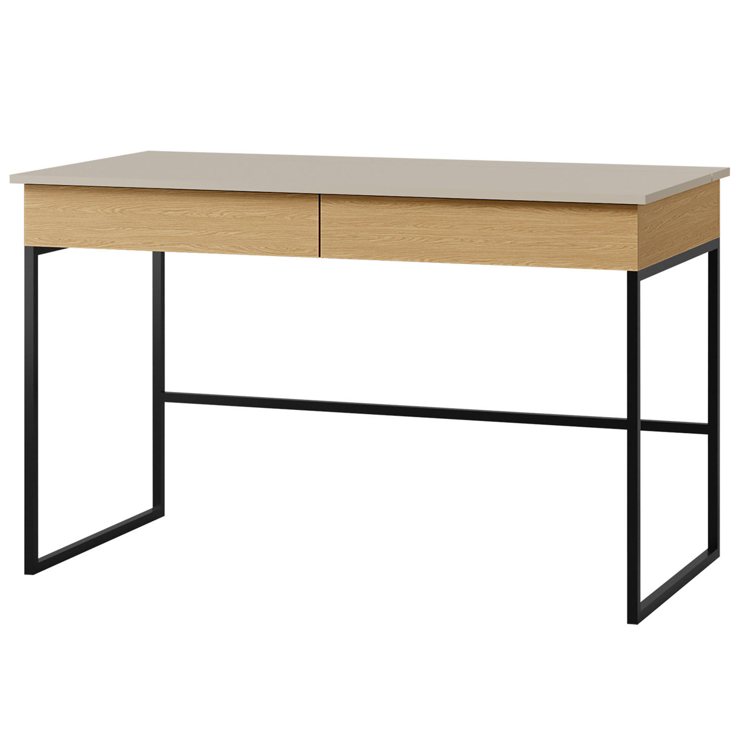SCHREIBTISCH Largo mit 2 Schubladen, für Jugendzimmer, Metallbeinen, Kaschmir/Frühlings-Eiche - Kaschmir/Eichefarben, Holzwerkstoff/Metall (60/125/76cm) - Beautysofa