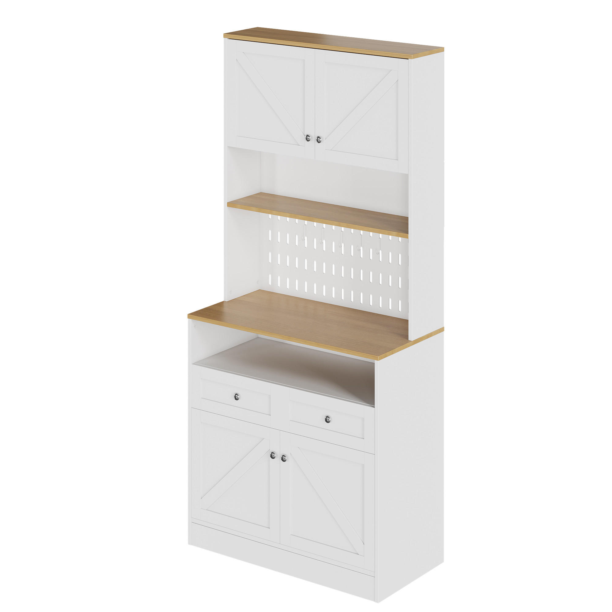 GESCHIRRSCHRANK aus MDF & Spanplatte 80x40x175 cm in Weiß - Weiß, Holzwerkstoff (80/175/40cm) - Modfu
