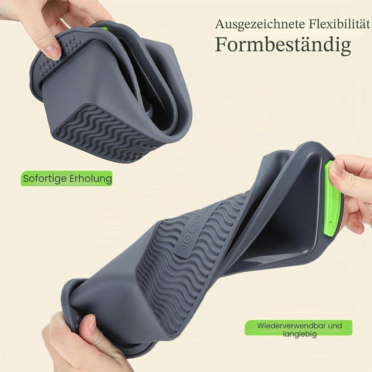 KASTENFORM 2-teiliges Set Silikon Antihaft Schwarz-Grün - Multicolor, Kunststoff (20/6.5/29cm)