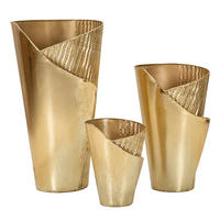 DEKOVASEN IM 3ER-SET Flosty, goldfarben, Eisen, Höhen 75, 55 und 35 cm - Goldfarben, Metall (75cm) - Mauro Ferretti