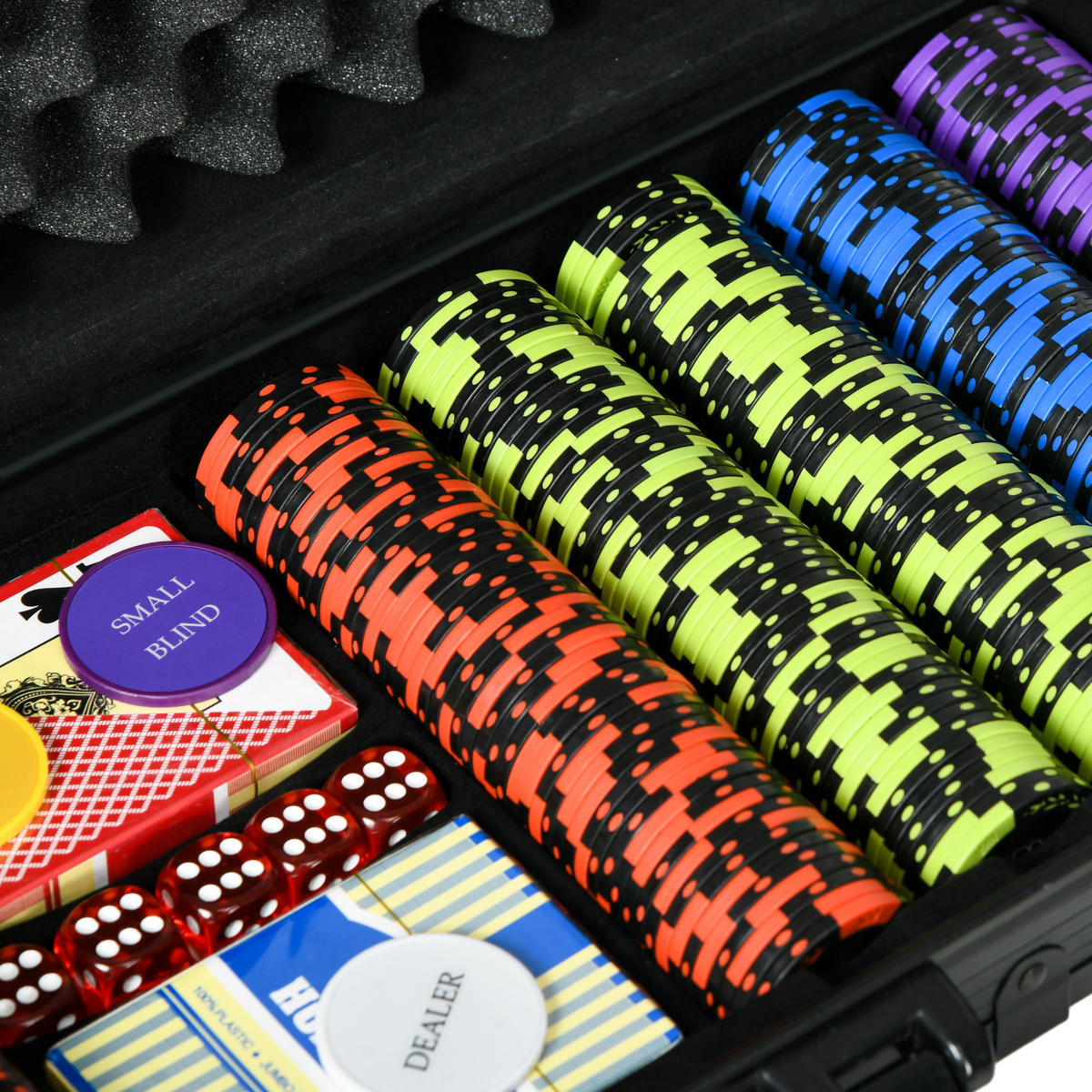 POKERKASETTE DE-18660 500 Jetons, 9-10 Spieler Silber - Schwarz, Metall (24/57.5cm) - ComfortXL