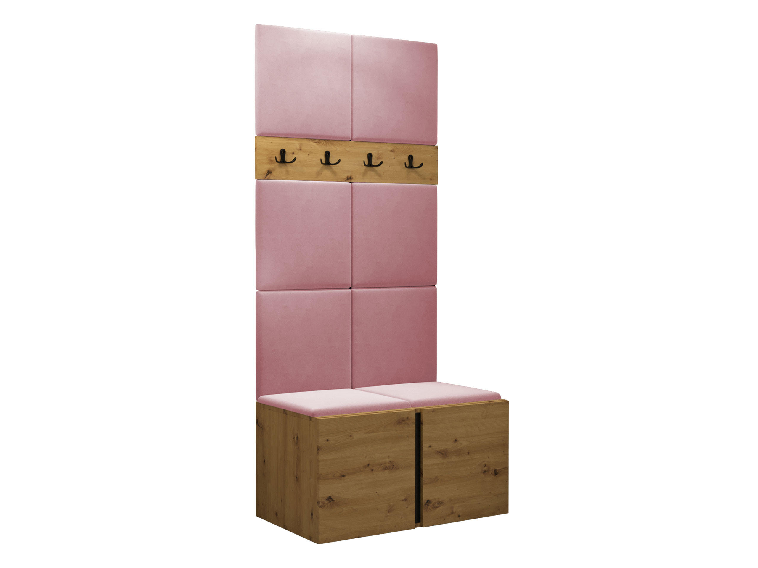 GARDEROBEN-SET Orion IV - Eiche Artisan/Rosa, Holzwerkstoff/Kunststoff (84/186/46cm) - MIRJAN24