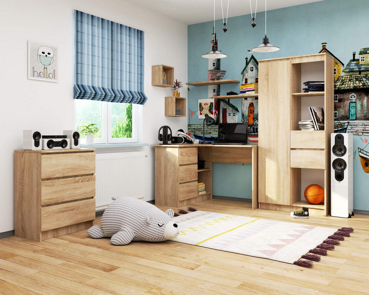 ECKSCHREIBTISCH Sonoma-Eiche 124x85x77 cm - Sonoma Eiche, Holzwerkstoff (85/124/77cm) - Akord