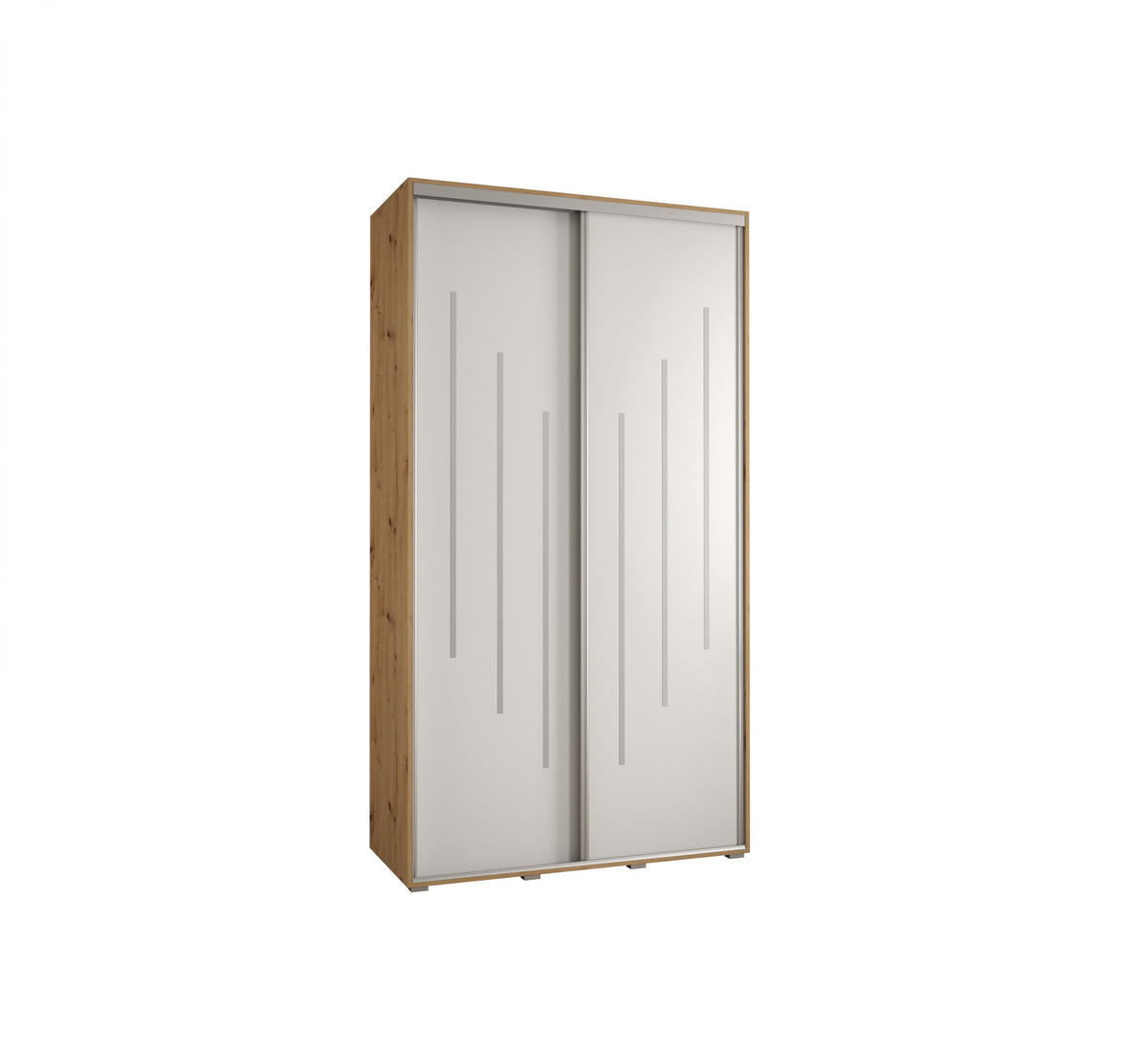 SCHWEBETÜRENSCHRANK 235,2/140/45 2-türig - Silberfarben/Weiß, Holz/Metall (140/235/45cm) - Abiks Möbel