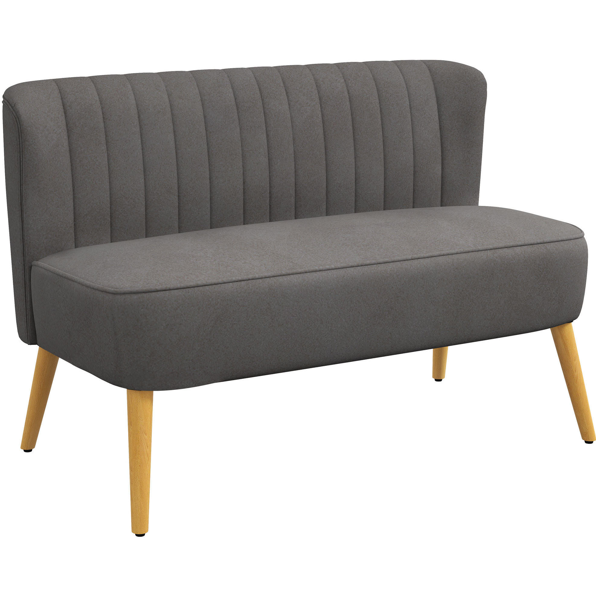 SOFA 2-Sitzer mit Leinenoptik 117 cm Dunkelgrau - Dunkelgrau, Holzwerkstoff (117/77/56.5cm) - Meubliv