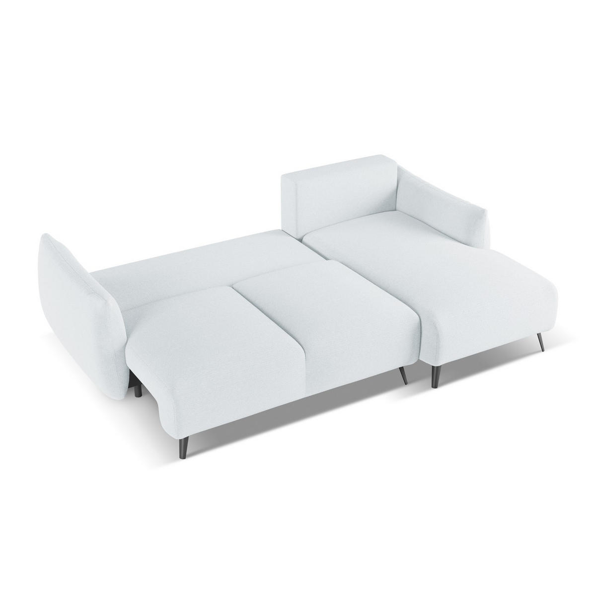 ECKSOFA mit Schlaffunktion Chenille Stoff Blau - Blau/Schwarz, Textil/Metall (242/162cm) - LaMiaSofa