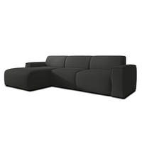 ECKSOFA L Form Didim mini Grau 310/165/78 cm – stilvolle kleine Eckcouch L - Schwarz/Grau, Kunststoff/Textil (165/310cm) - AX Living
