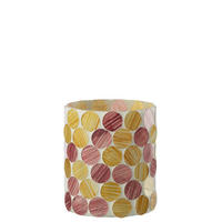 KERZENSTÄNDER GEBROCHENES Weiß - Pink, Glas (10/12.5cm) - J-Line