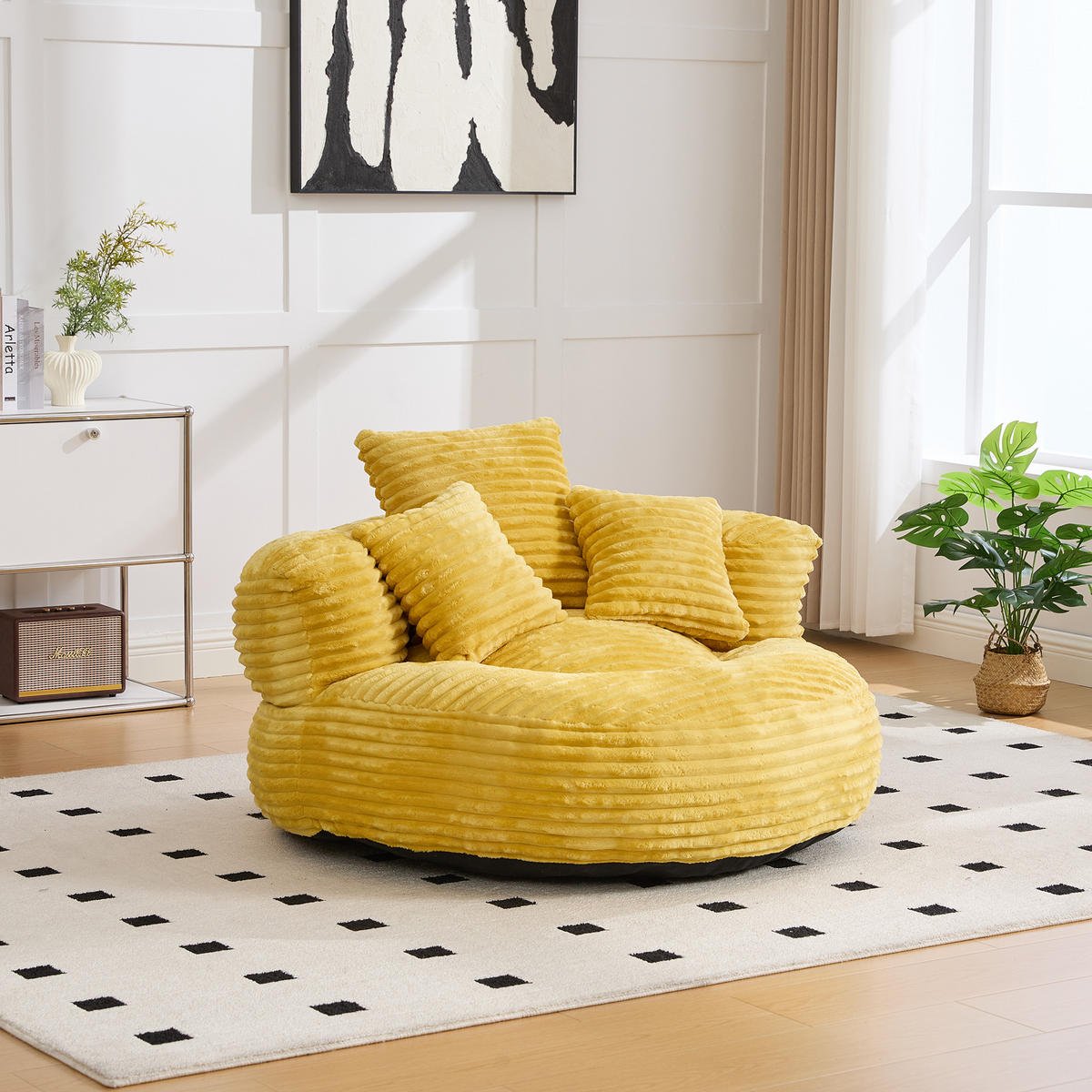 SITZSACK DE-33883 mit hoher Rückenlehne und 3 Kissen Senfgelb - Gelb, Textil (108/52/108cm) - ComfortXL