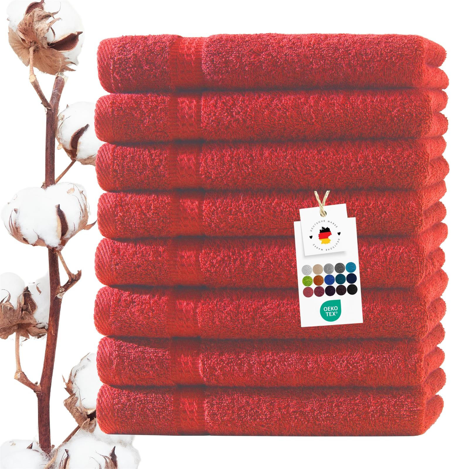 GÄSTEHANDTUCH 30x50 cm Frottier Gästetuch im 8er Set aus 100% Baumwolle, Rot 500g/m2 - Rot, Textil (35/50cm) - Carpe Sonno