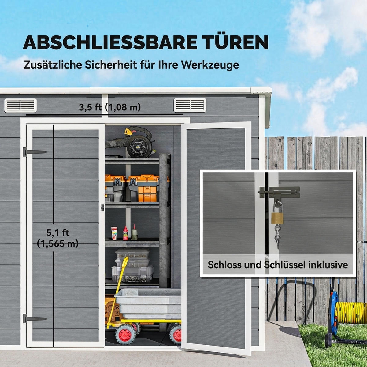 GARTENHAUS Grau 238.0/125.0/183.0cm - Grau, Kunststoff (125/183/238cm)