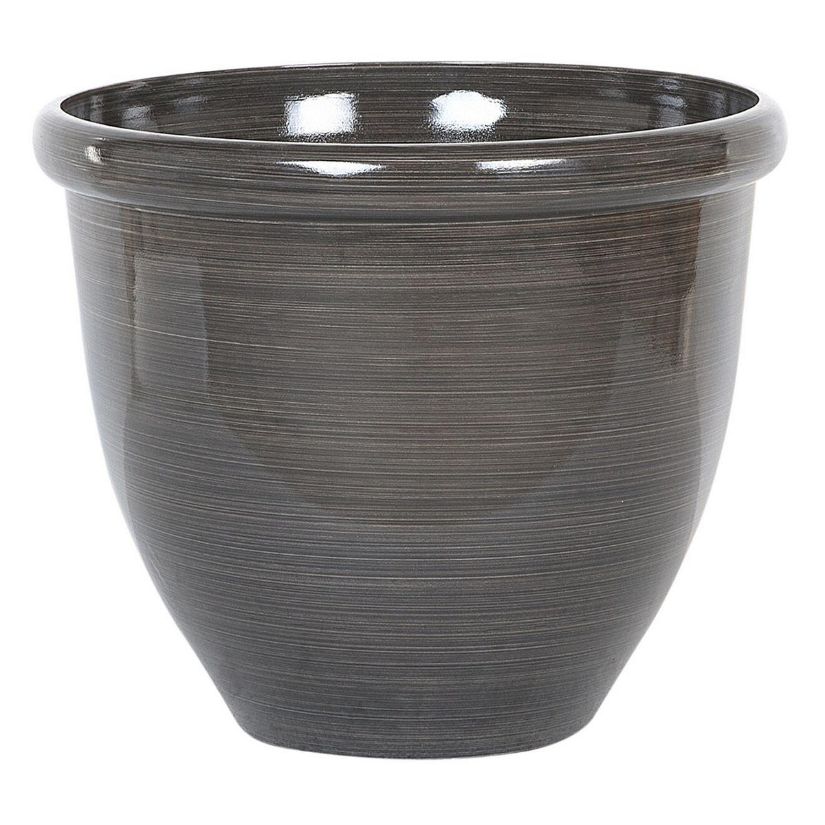 BLUMENTOPF 2er-Set dunkelbraun rund 40/40/34 cm Tesalia - Braun, Kunststoff (34cm) - Beliani
