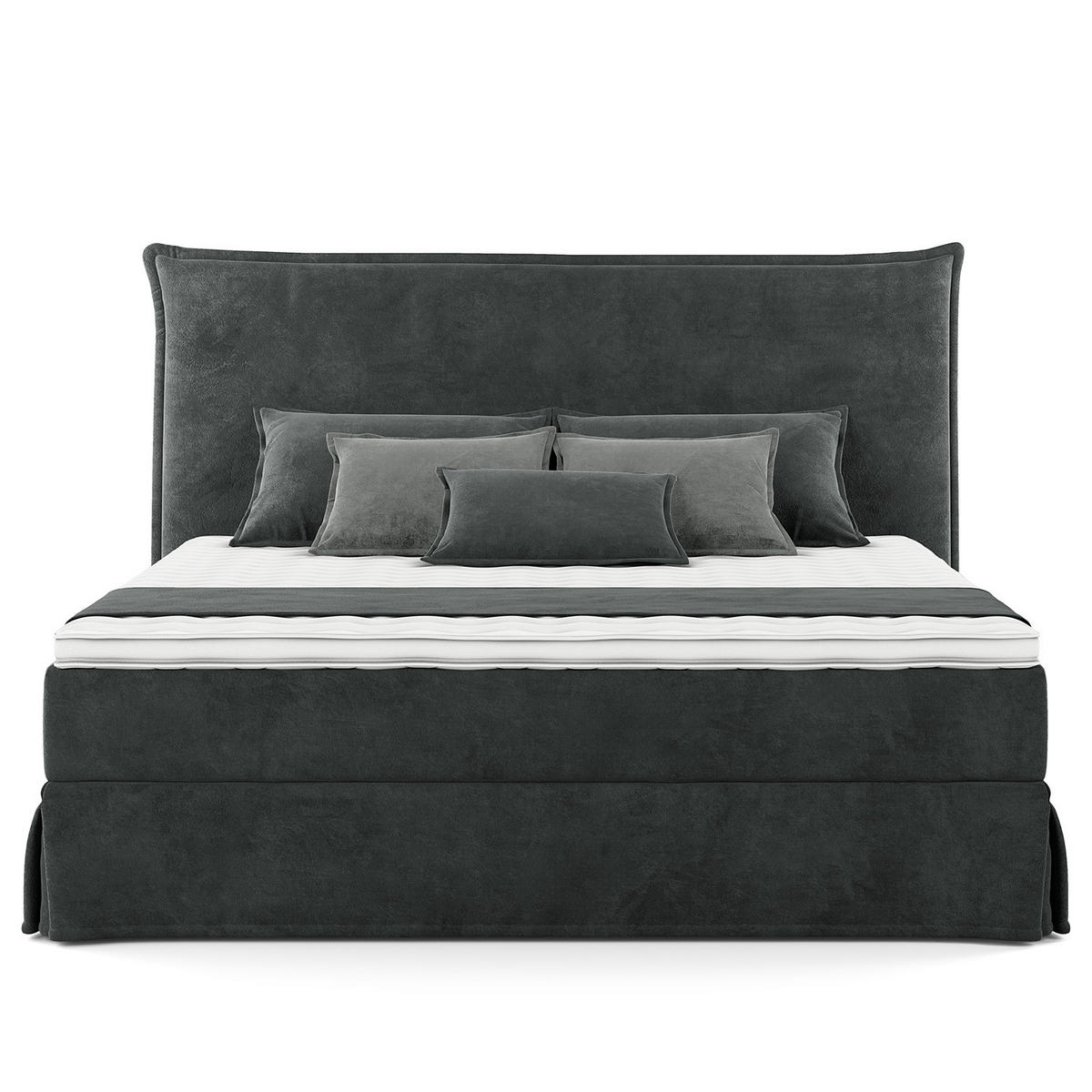 BOXSPRINGBETT mit Husse - Dunkelblau, Textil (180/200cm) - home24