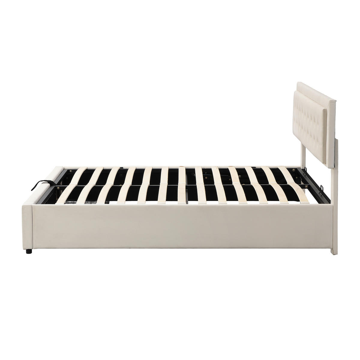 POLSTERBETT 180x200 Samt Lattenrost Stauraum Schubladen Beige - Beige, Textil (180/200cm) - FLIEKS