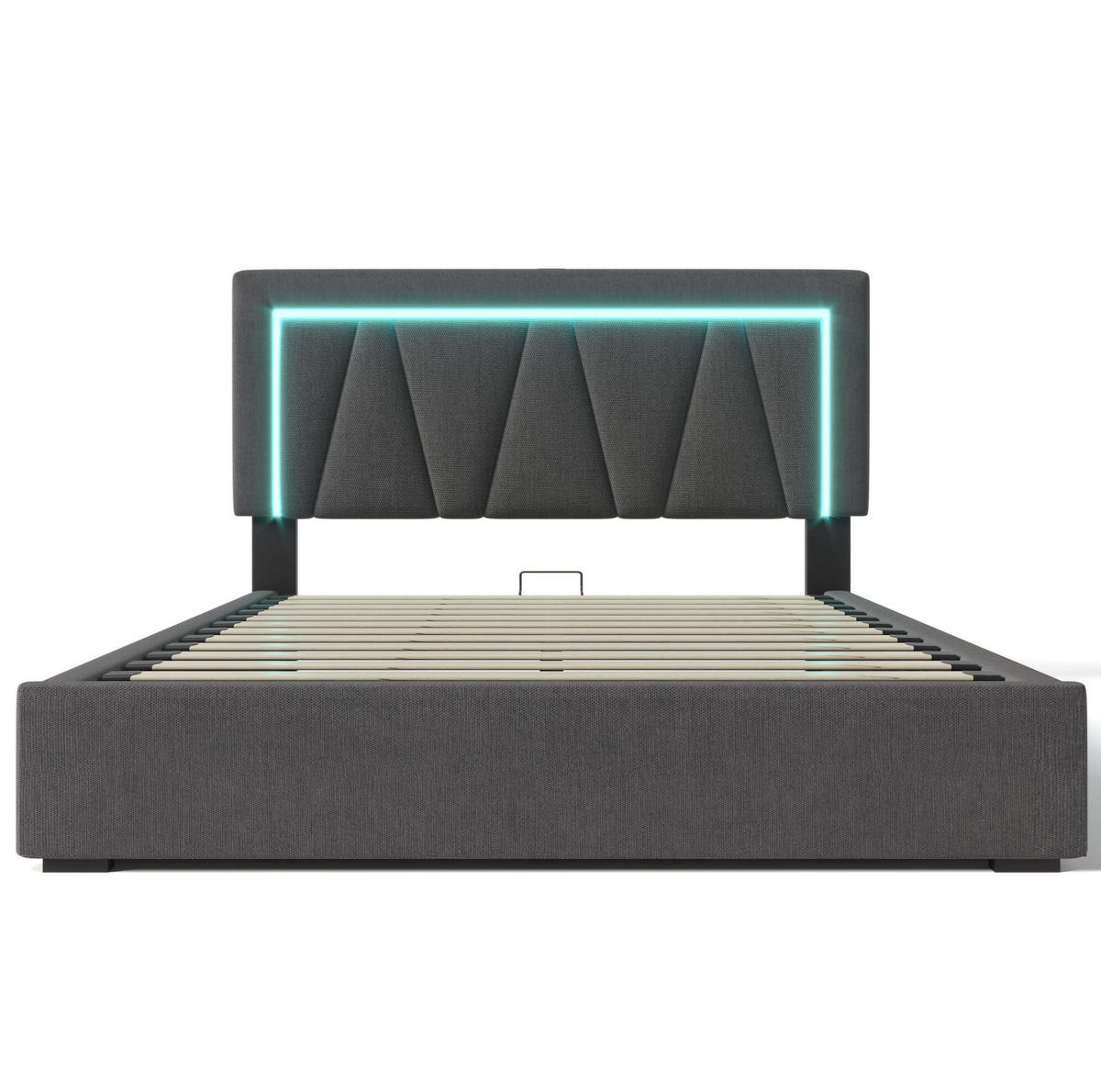 POLSTERBETT 140/200 cm mit LED-Beleuchtung, USB- und Type-C-Anschluss, Bettkasten und Matratze, Grau - Grau, Textil (140/200cm) - Redom