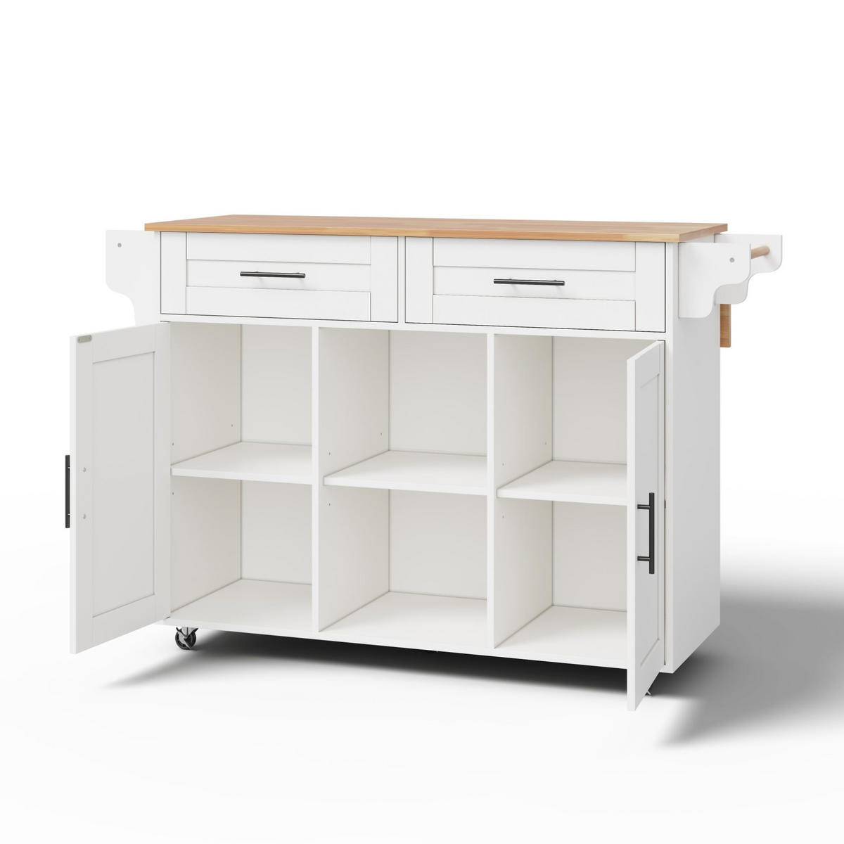 KÜCHENINSEL 145/70/94,5 cm weiß aus MDF mit Klappplatte - Weiß, Holzwerkstoff (145/94.5/70cm) - OKWISH