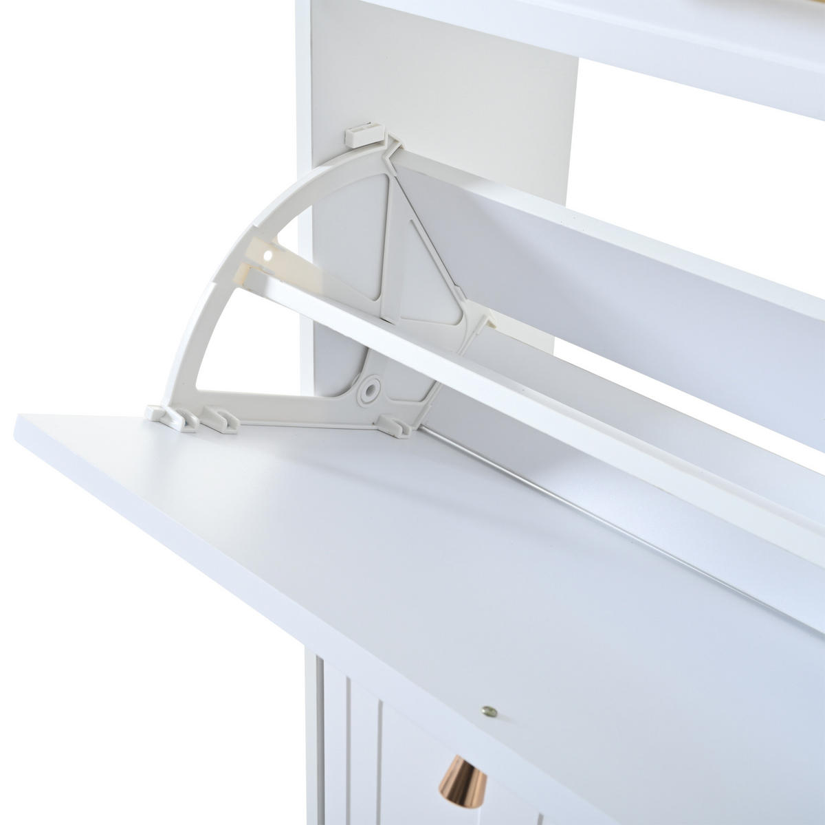 SCHUHSCHRANK Weiß MDF 6 Fächer 1 Schublade 70x25x123.5cm - Weiß, Holzwerkstoff (25/123.5/70cm) - FLIEKS