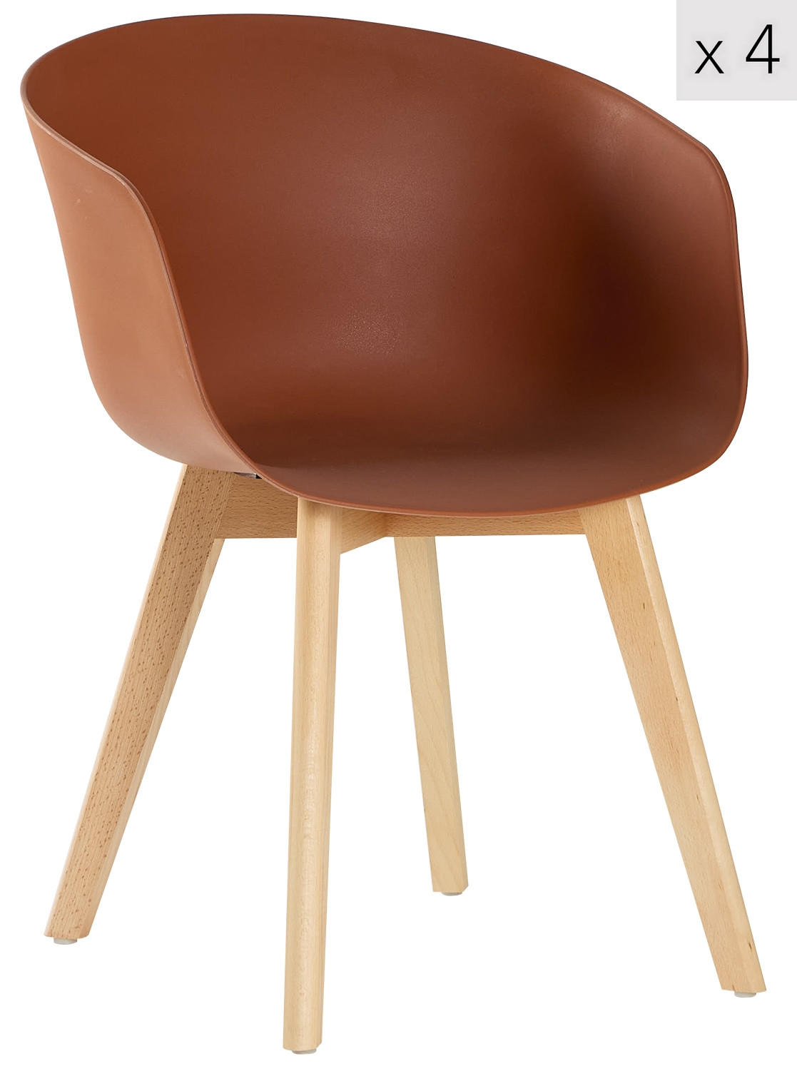 STUHL 4er-Set Polypropylen Terracotta - Rot, Kunststoff (55/76/56cm) - Nordlys