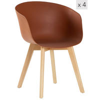 STUHL 4er-Set Polypropylen Terracotta - Rot, Kunststoff (55/76/56cm) - Nordlys