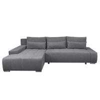 ECKSOFA Bloom mit Bettkasten und Schlaffunktion L-Form - Grau, Textil (267/185cm)