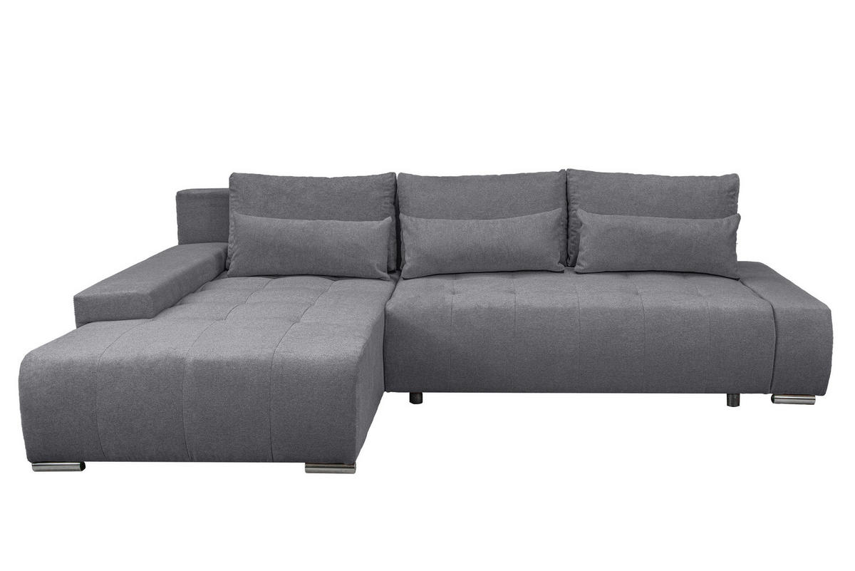 ECKSOFA Bloom mit Bettkasten und Schlaffunktion L-Form - Grau, Textil (267/185cm)