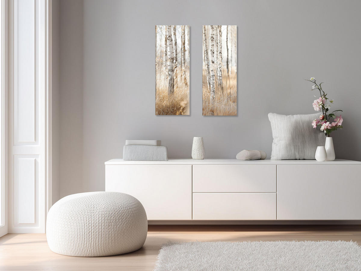 GLASBILD 30x80 cm Wald beige weiß - Beige, Glas (30/80cm) - artissimo